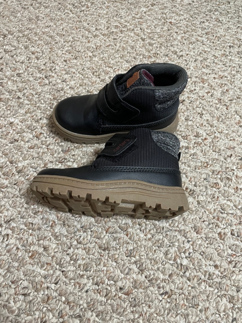 Carter's Black Kids Ankle Boots with Tan Sole